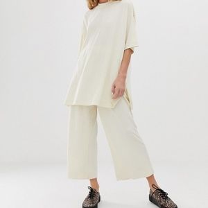 Monki two-piece oversized ribbed top AND pants